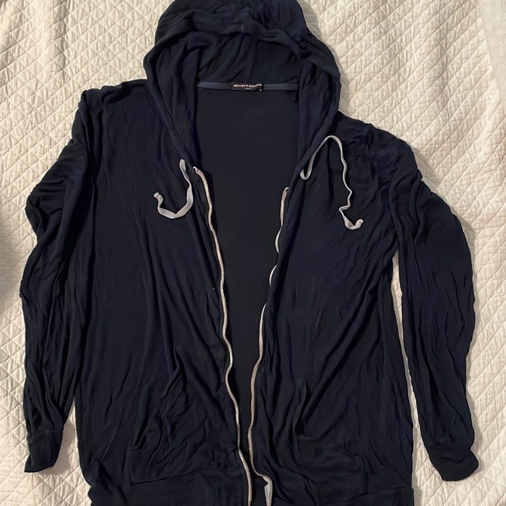 Brandy Melville one size Navy thin zipper hoodie